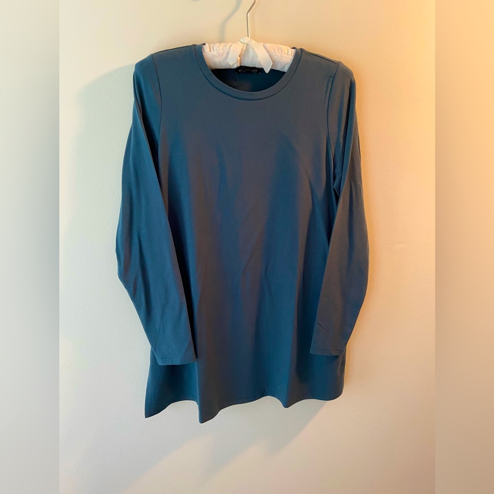 Eileen Fisher Teal/Alpine Jersey Knit Top